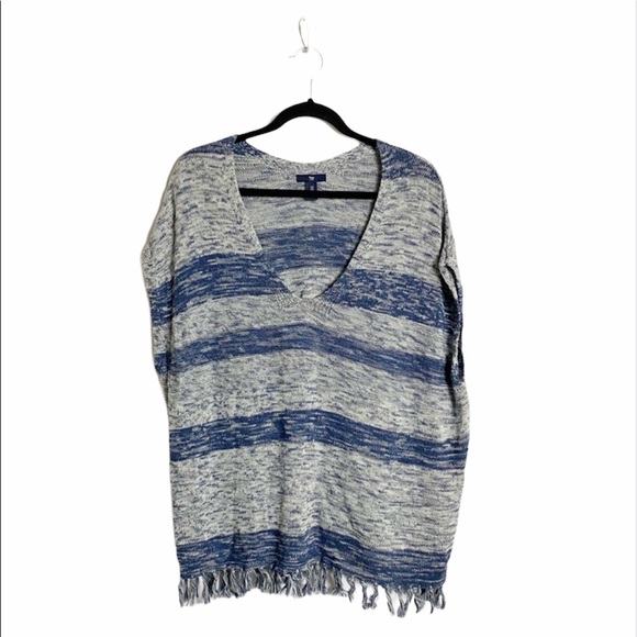 GAP Tops - Gap striped knit boho poncho top with fringe hem